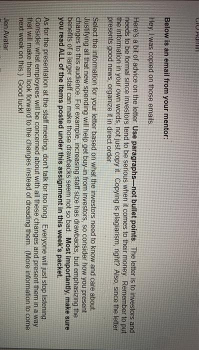 NFORMATIONAL LETTER TO INVESTORS AND PRESENTATION