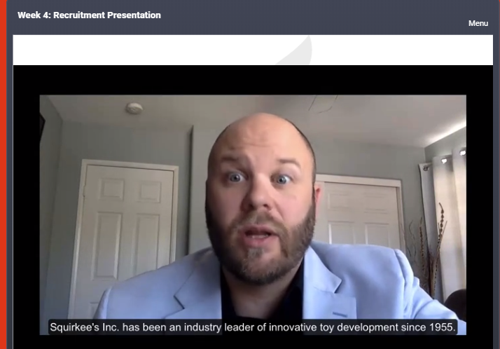 Week 4: Recruitment Presentation Menu Squirkee's