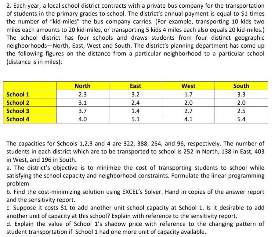 Each year, a local school district contracts with