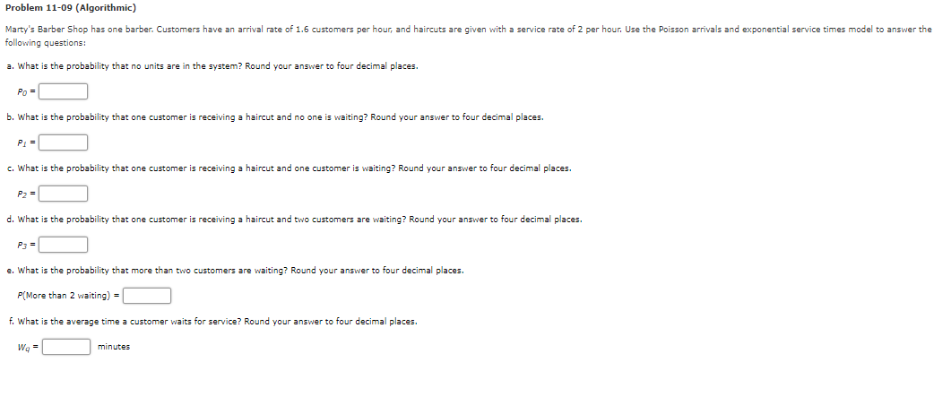 Problem 11-09 (Algorithmic) Marty's Barber Shop