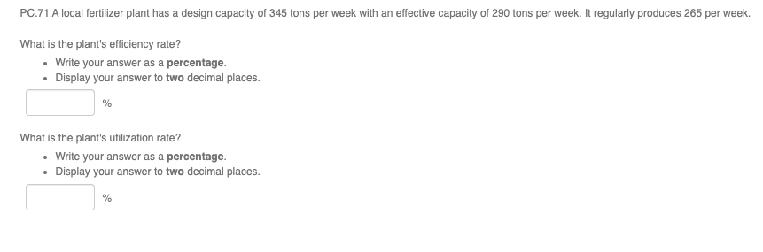 PC.71 A local fertilizer plant has a design
