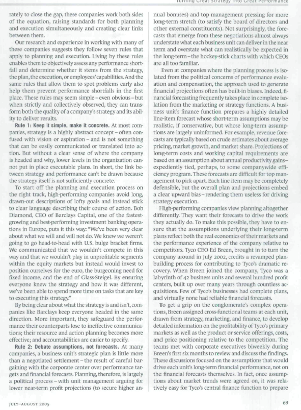 Please read the article about strategy and