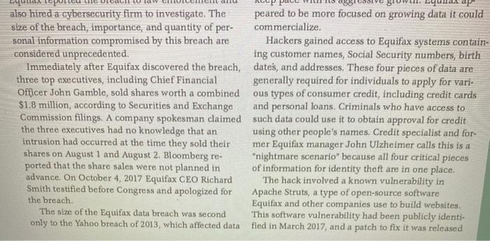Case study chapter 8; HEADING: Is the equifax