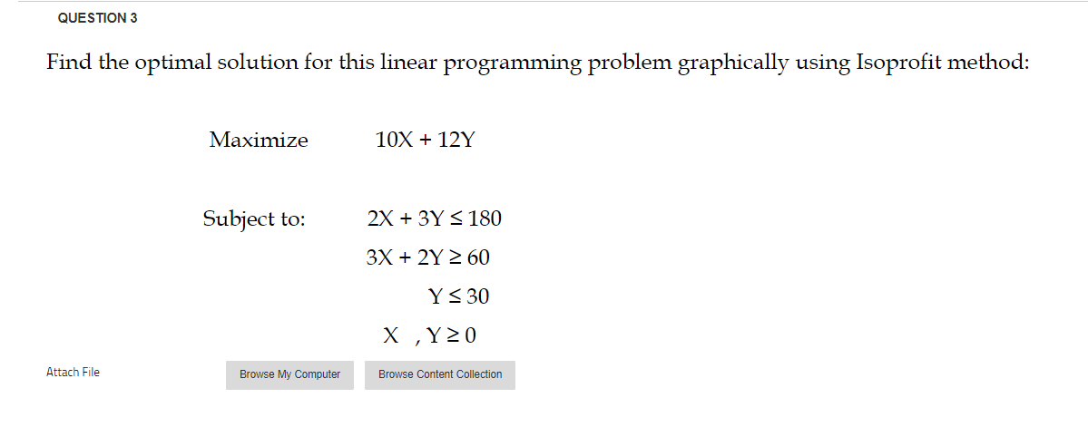 QUESTION 3 Find the optimal solution for this