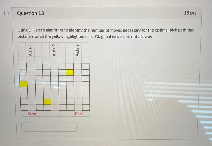 D Question 13 15 pts Using Djikstra's algorithm