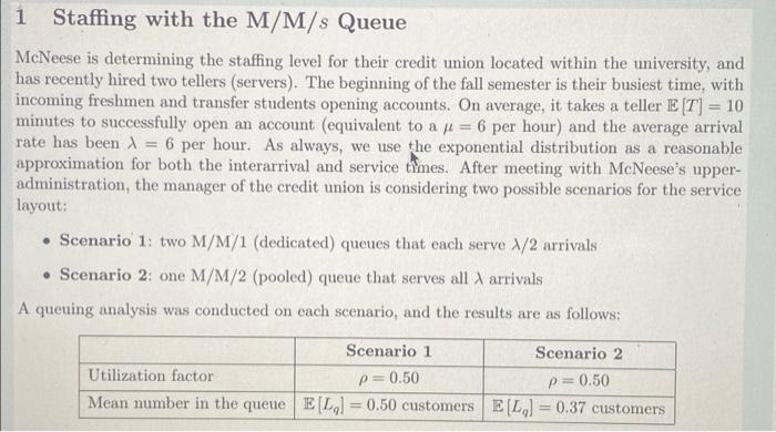12&13 Staffing with the M/M/s Queue McNeese is