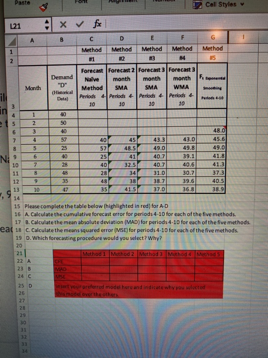 Paste Font V Call Styles 121 Ax & fx C B D E F G