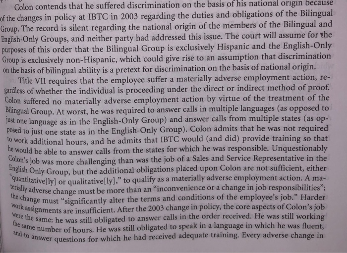 explain. The issue is whether a Hispanic worker