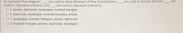 In a process flow diagram,. are used to show