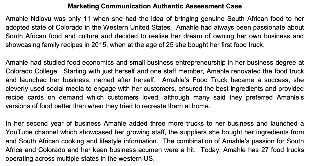 Marketing Communication Authentic Assessment Case