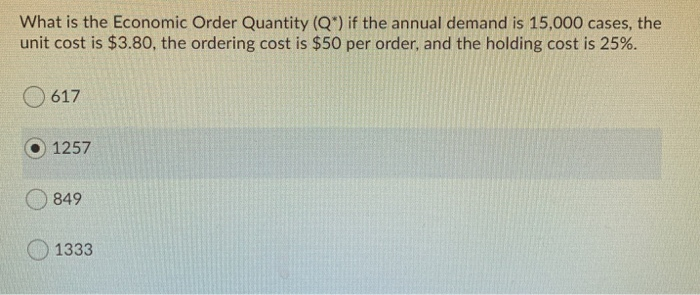 What is the Economic Order Quantity (Q") if the