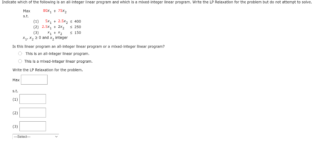 Indicate which of the following is an all-integer