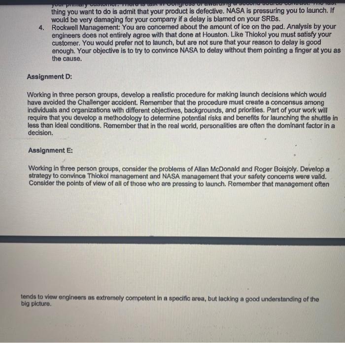 Help please Challenger Launch Decision