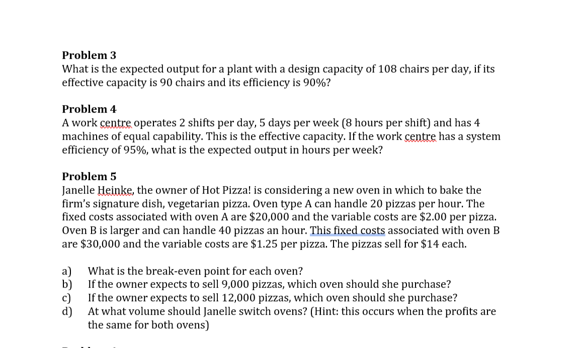 Problem 3 What is the expected output for a plant