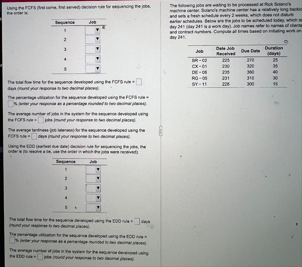 Using the FCFS (first come, first served)