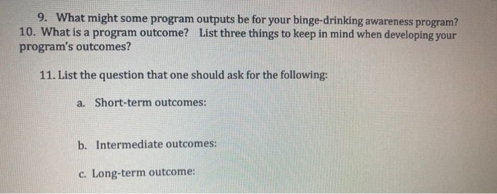 9. What might some program outputs be for your