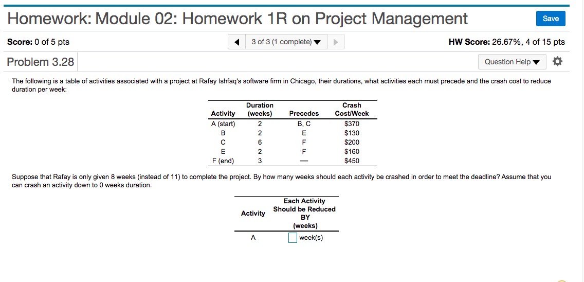 Homework: Module 02: Homework 1R on Project
