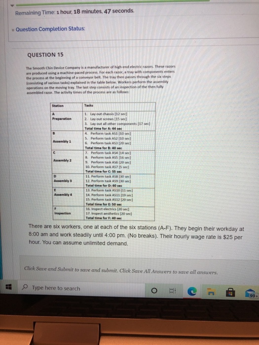 Remaining Time: 1 hour, 18 minutes, 47 seconds.