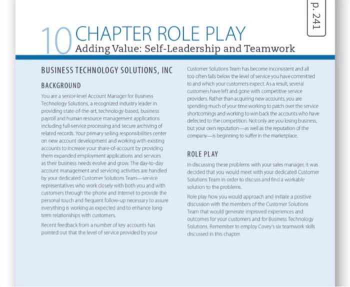 Read the Case Study - Chapter Role Play: Adding