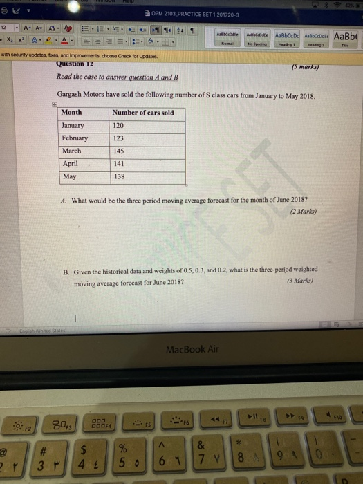 E = OPM 2103 PRACTICE SET 1 201720-3 . . 12 . AA