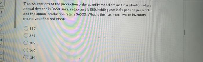 2 The assumptions of the production order