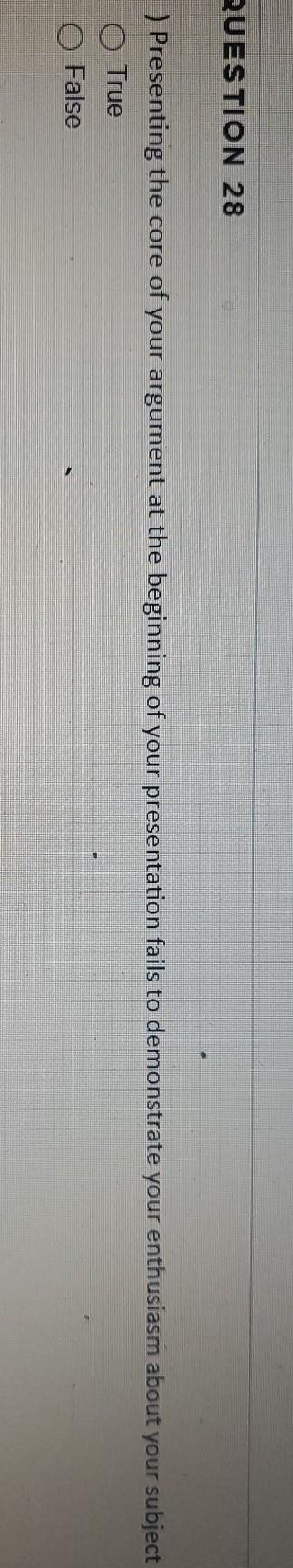 QUESTION 28 ) Presenting the core of your