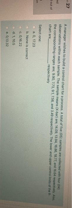 en 27 ed A manager wishes to build a control