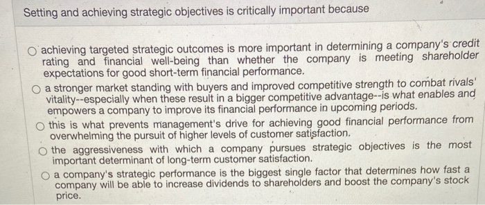 Setting and achieving strategic objectives is