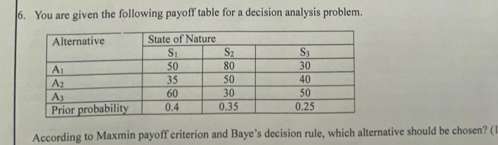 dont use excel. please help!!! 6. You are given