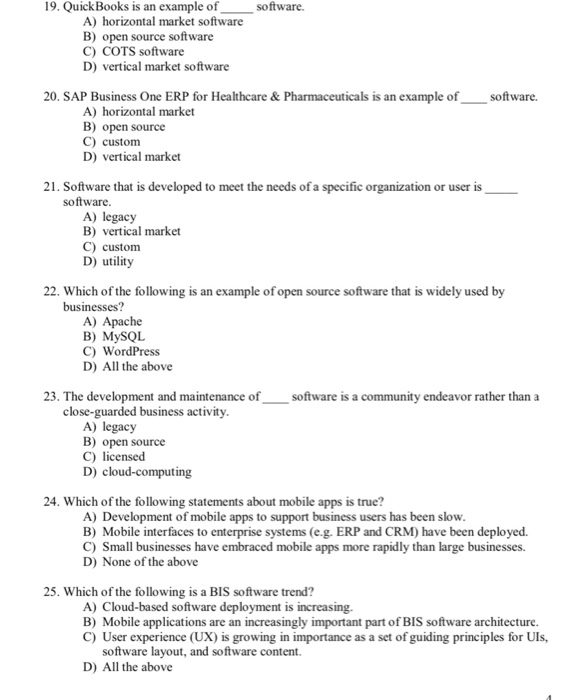 please help software. 19. QuickBooks is an