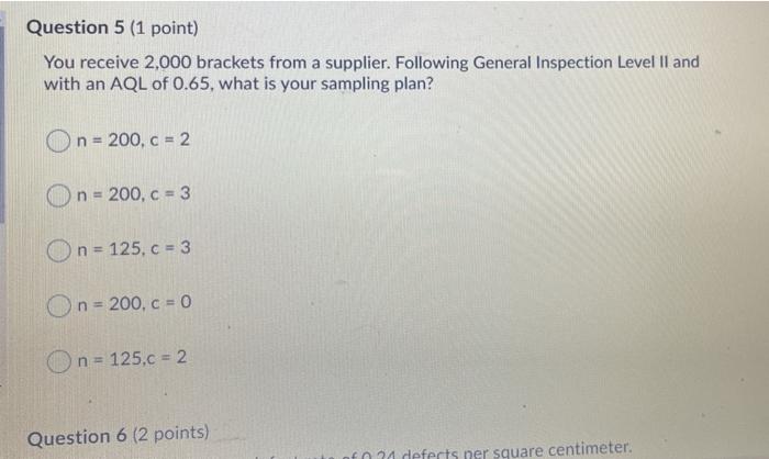 Question 5 (1 point) You receive 2,000 brackets