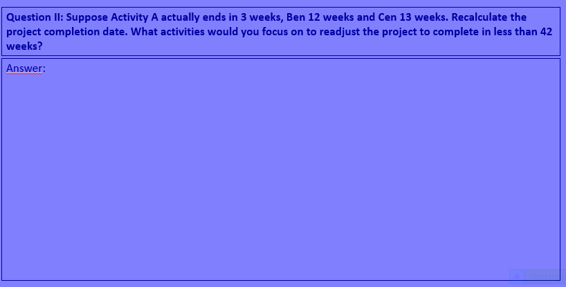 Critical Route: Activities: - Request for