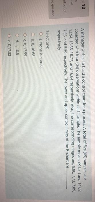 10 et red A manager wishes to build a control