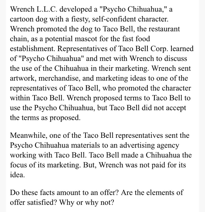 Wrench L.L.C. developed a "Psycho Chihuahua," a