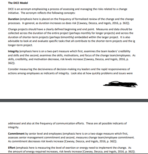 I would like for you all to critique the risk