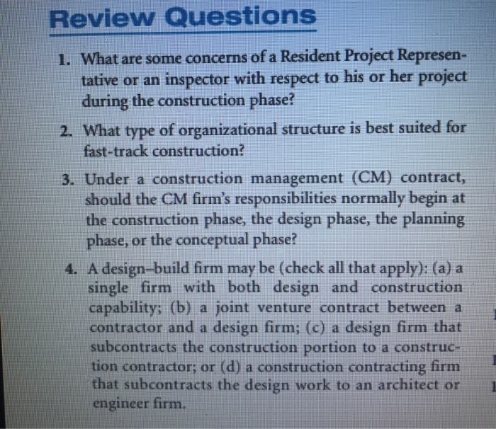 Review Questions 1. What are some concerns of a