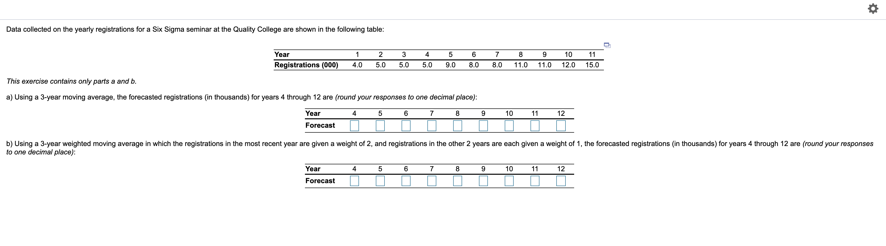 Data collected on the yearly registrations for a