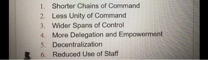 the 6 trends 1. Shorter Chains of Command 2. Less