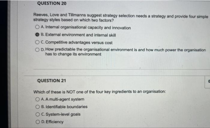 QUESTION 20 Reeves, Love and Tillmanns suggest