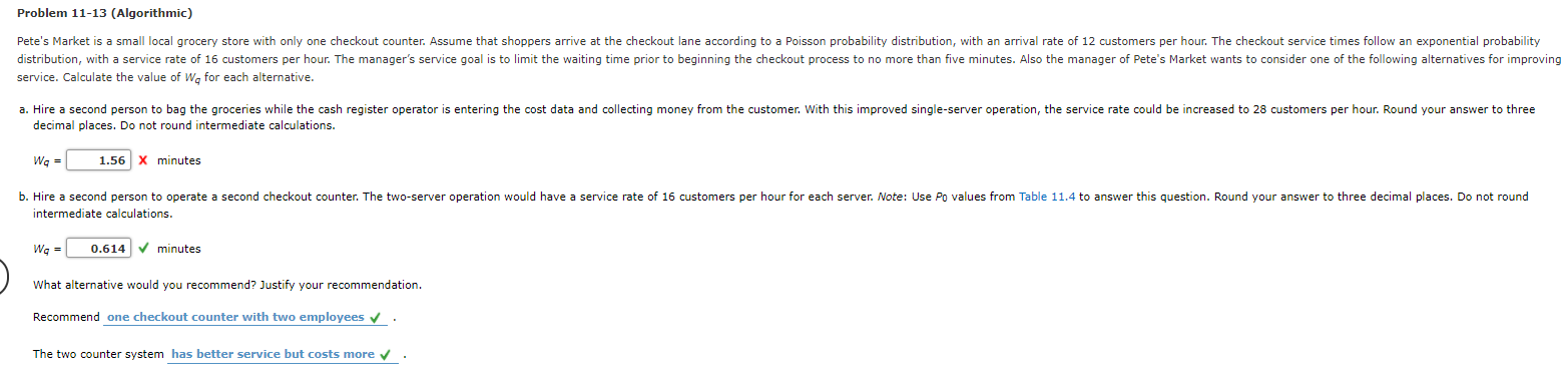 Just the incorrect part, please. Problem 11-13