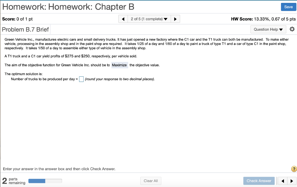 Homework: Homework: Chapter B Save Score: 0 of 1