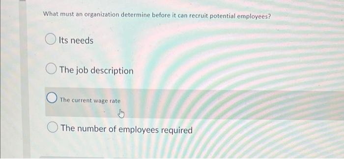 What must an organization determine before it can