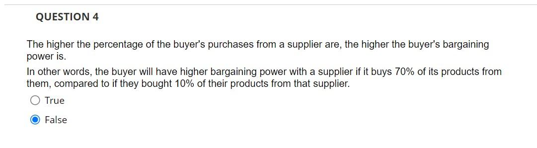The higher the percentage of the buyer's