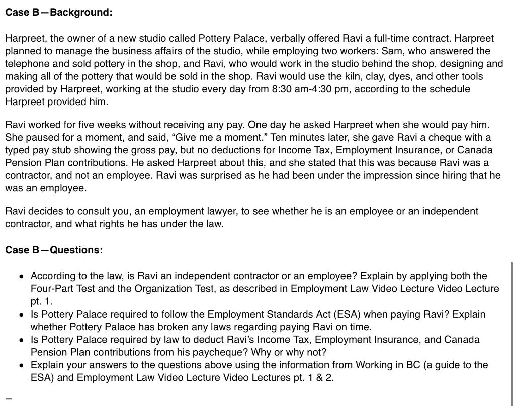 Case B-Background: Harpreet, the owner of a new