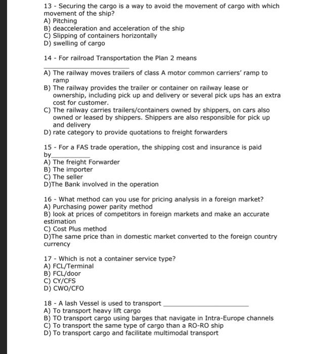 by 13 - Securing the cargo is a way to avoid the