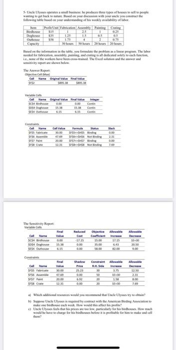 Uncle Ulysses operates a small business be proces