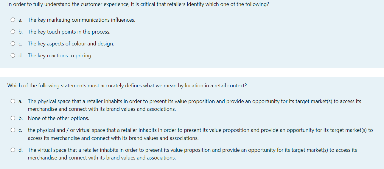 Multiple choice questions in Marketing In order