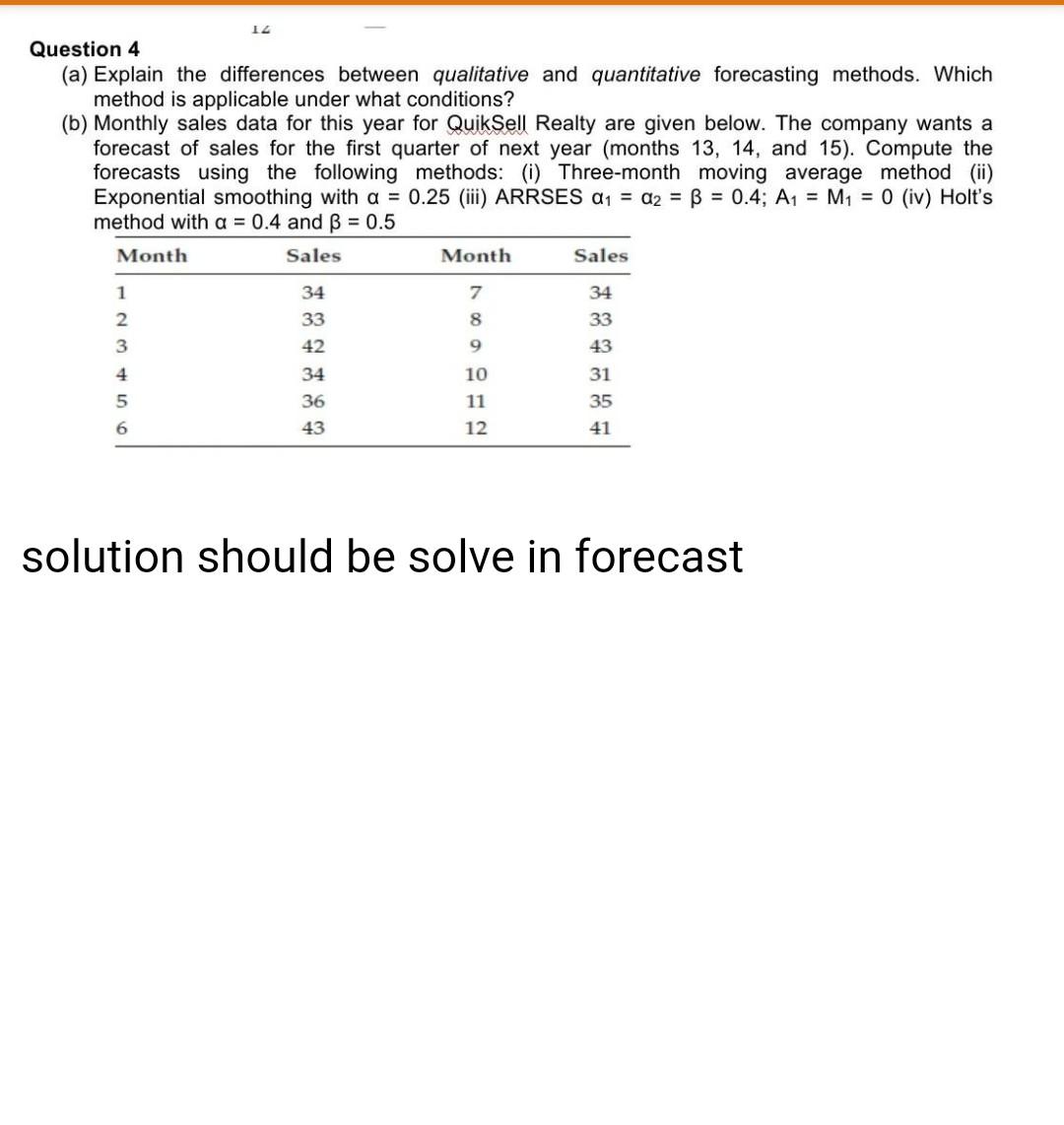 Note: Answer just the B part 12 Question 4 (a)