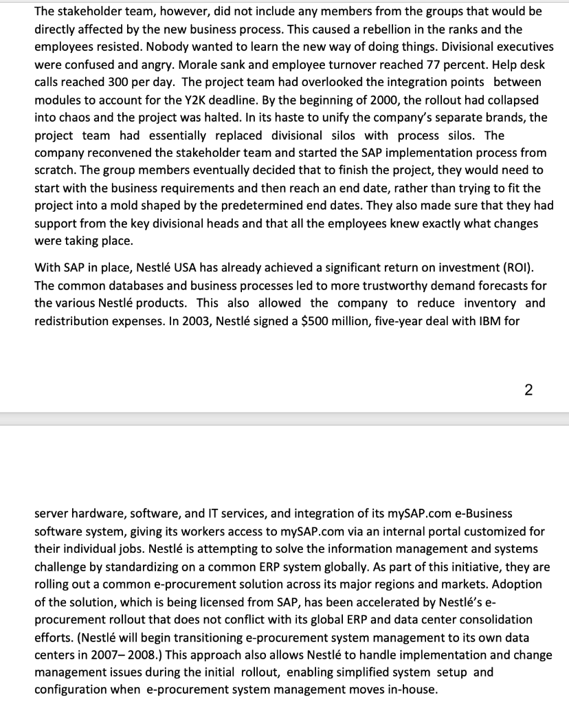 CASE STUDY a. Discuss the objective of ERP