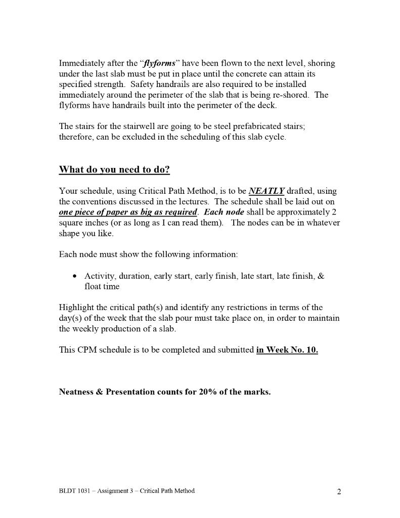 BLDT 1031 - Assignment #3 SCHEDULING USING THE